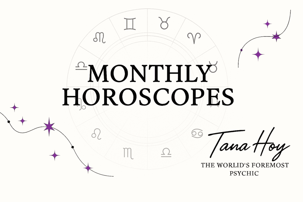 monthly horoscope black and white banner