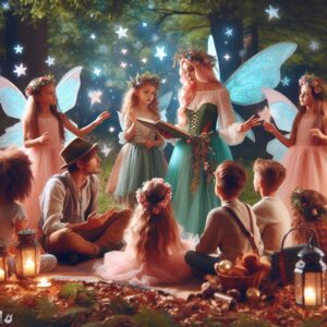 Fairies around a circle with children