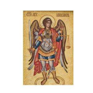 Guardian angel mosaic with gold background
