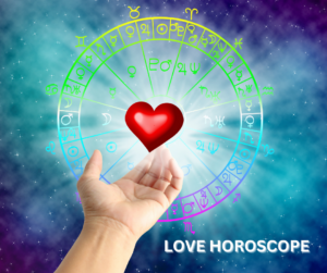 hands beneath heart with love horoscopes background
