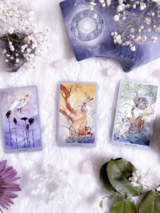 psychic reading table with cards