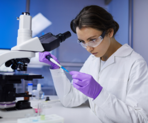 A researcher doing some sample testing