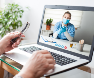 a person having a video call for a health consultation with a medical professional