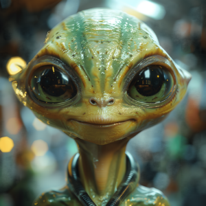 alien with big head and eyes