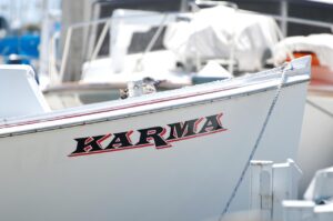 boat with word Karma written