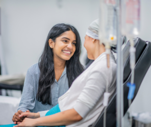 cancer patient with a caregiver