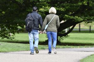 couple walking at the park