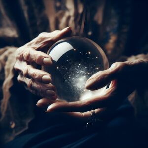 hands holding crystal ball