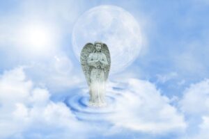 angel with clouds and halo background