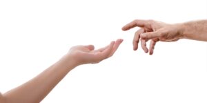 reaching out hands