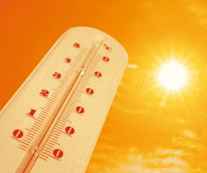 Thermometer showing extremely high temperature