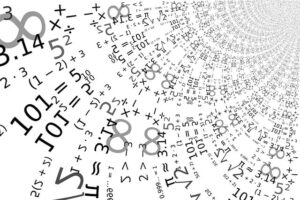 a dizzying array of mathematical symbols, numbers, and equations