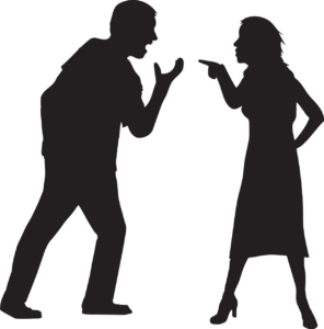 silhouette of couple arguing