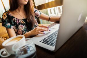 woman working on laptop